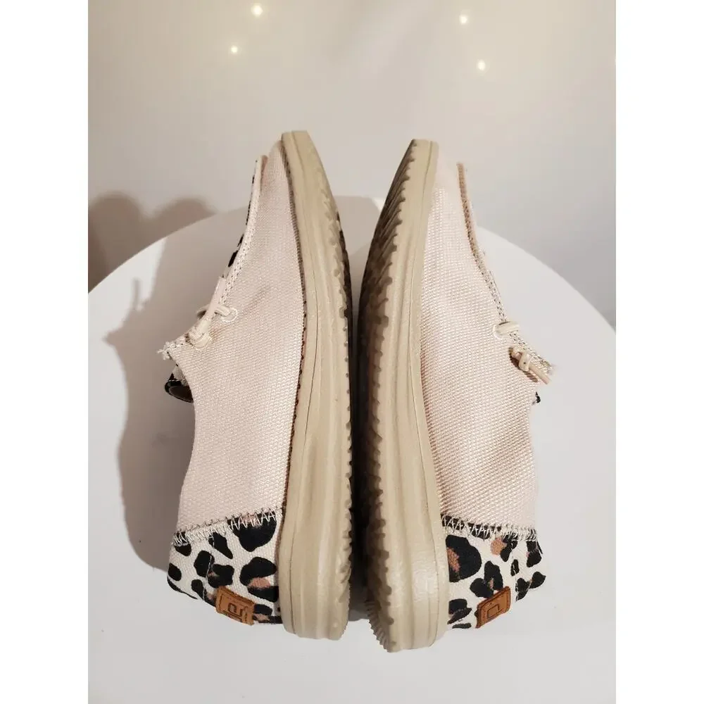 Hey Dude Wendy Funk Leo Safari Lace Up Slip On Canvas Comfort Shoes Womens 6 - Picture 6 of 10